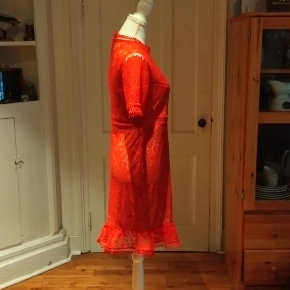 Theodora Lace Dress in Fire Red - Picture 10 of 16